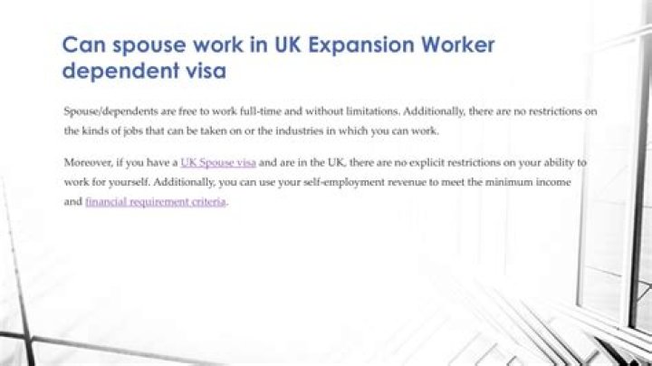 Can dependent spouse work in UK?
