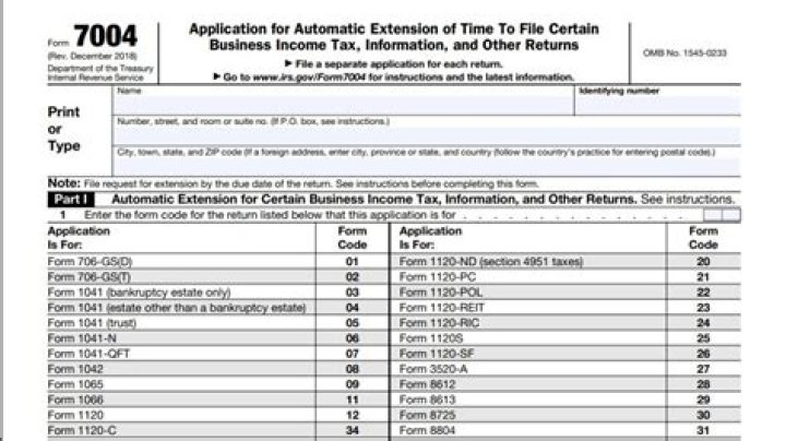 Can I mail a check with Form 7004?