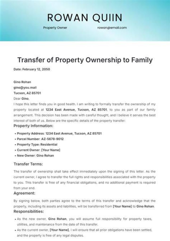 Can my mother transfer her property into mine and My?