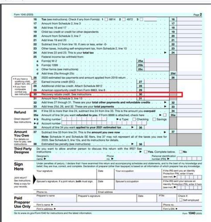 How do I claim my 1040x Recovery Rebate credit?