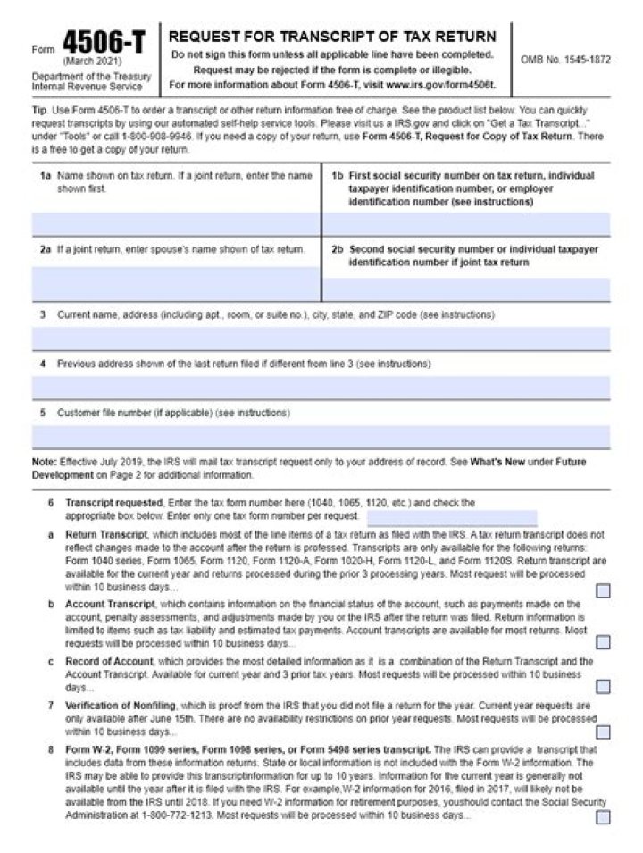 How do I fill out a 4506 T non-filing?