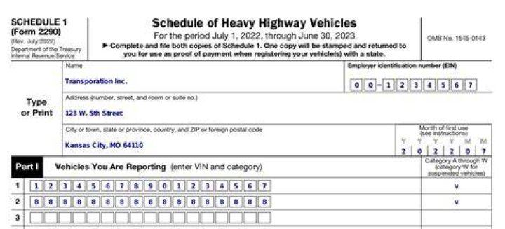 How do I get a copy of my Schedule 1 form 2290?