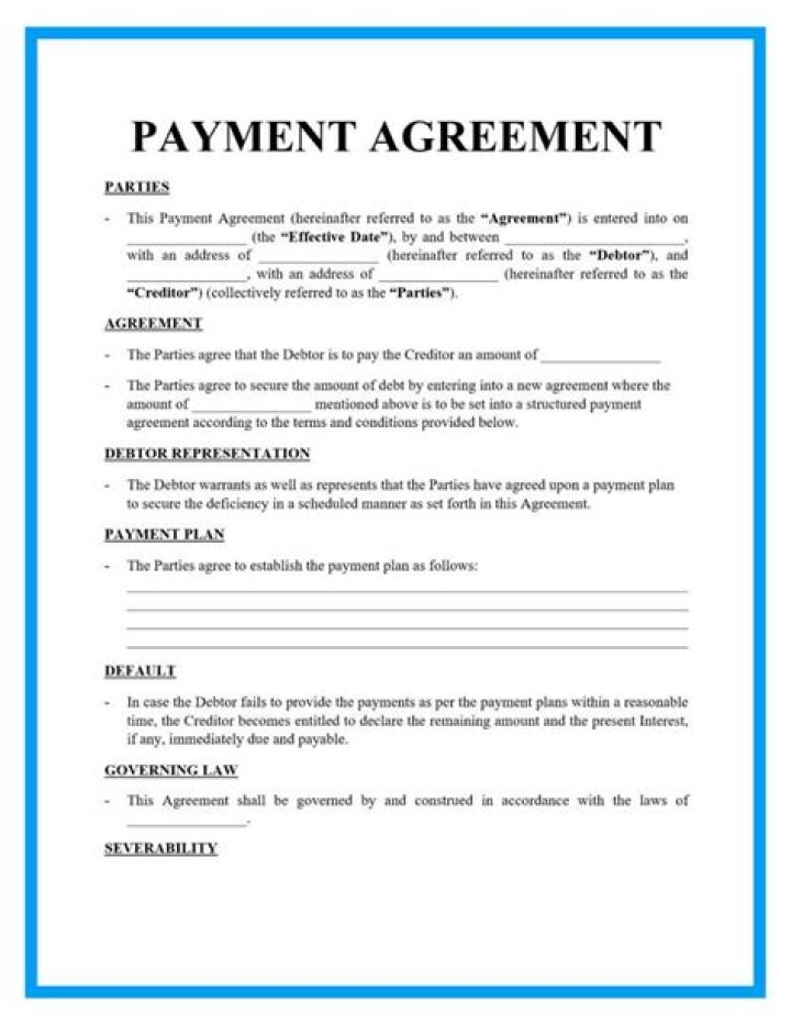 How do I make an agreement of payment?