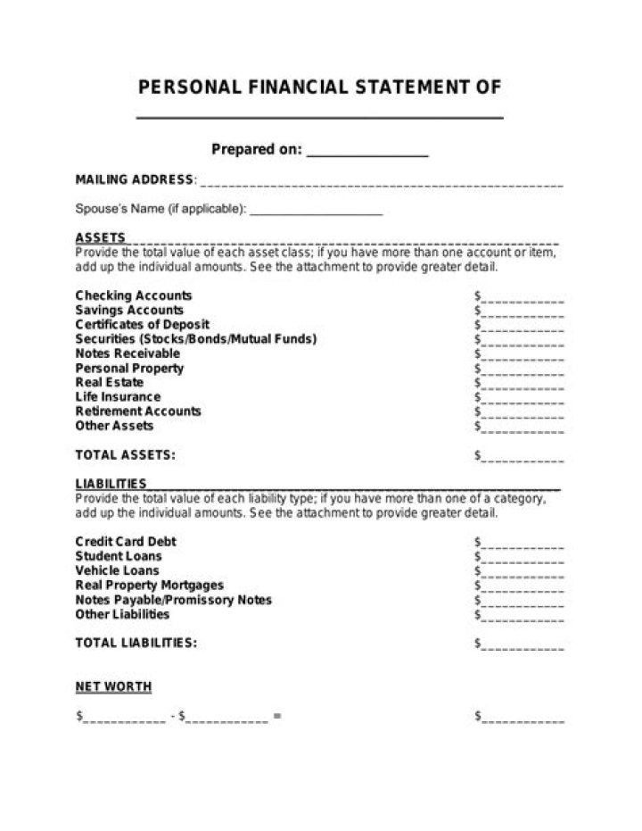 How do you fill out a personal financial statement?
