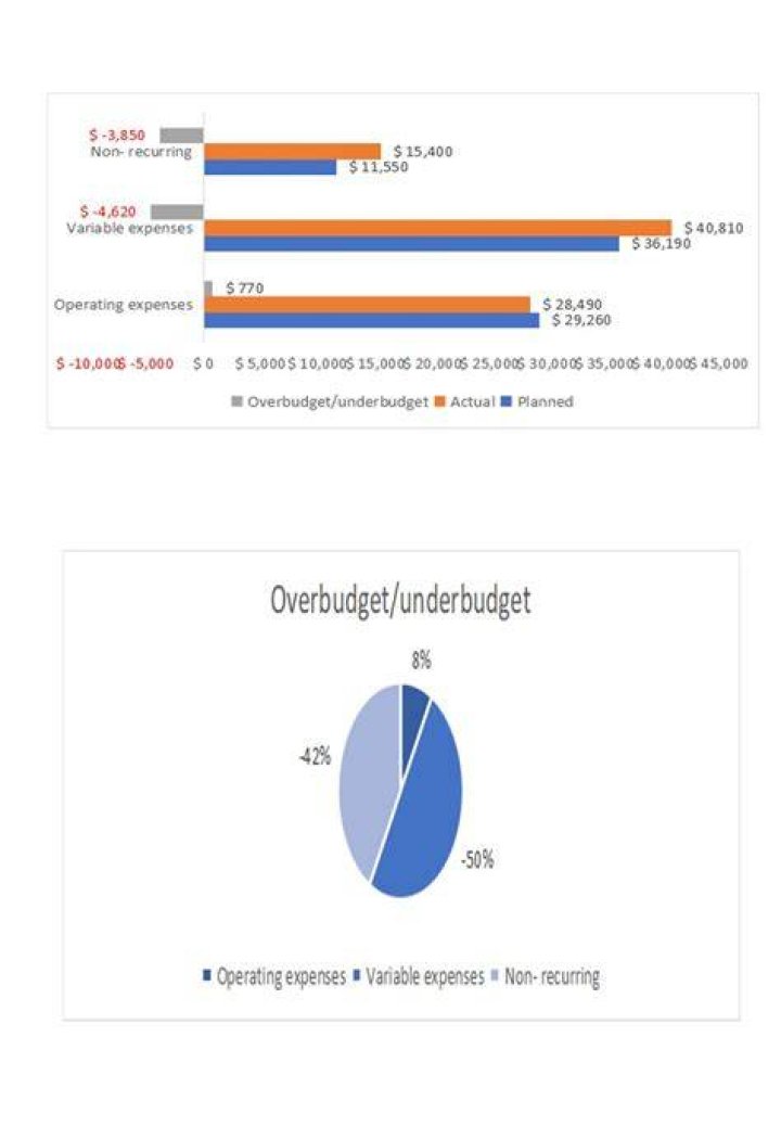 How do you show over/under a budget?