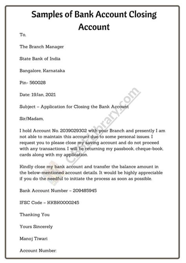 How do you write a letter requesting to close an account?