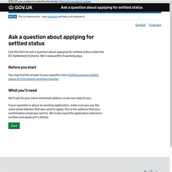 How to ask a question about applying for settled status?