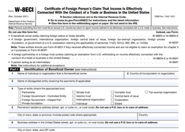 Is this business effectively connected with the conduct of trade or business within the United States?