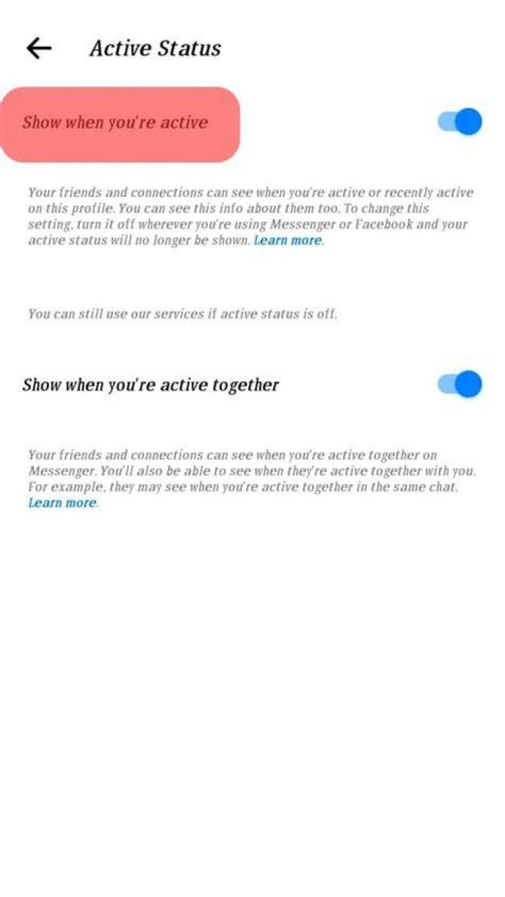 What does it mean when Messenger says active 1 minute ago?