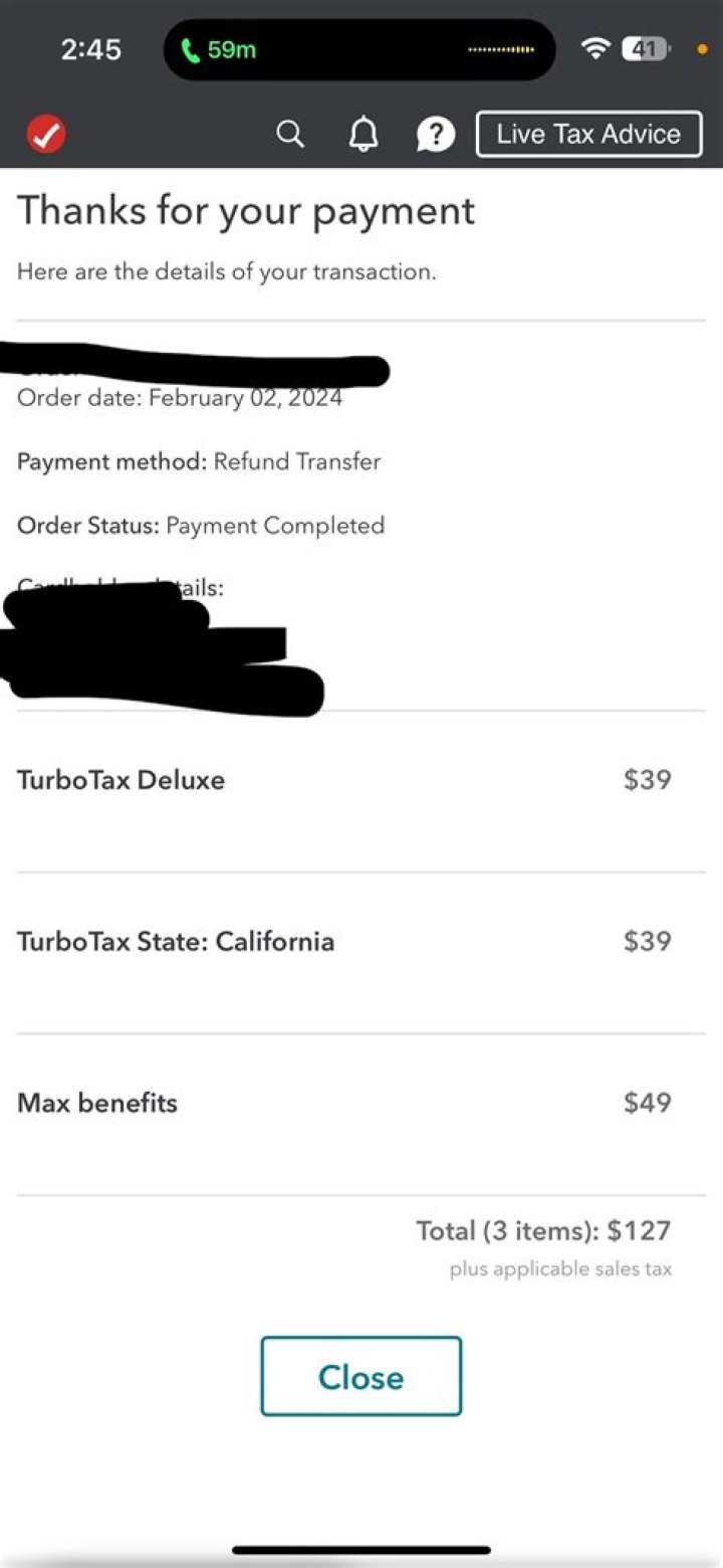 What does payment completed mean on TurboTax?