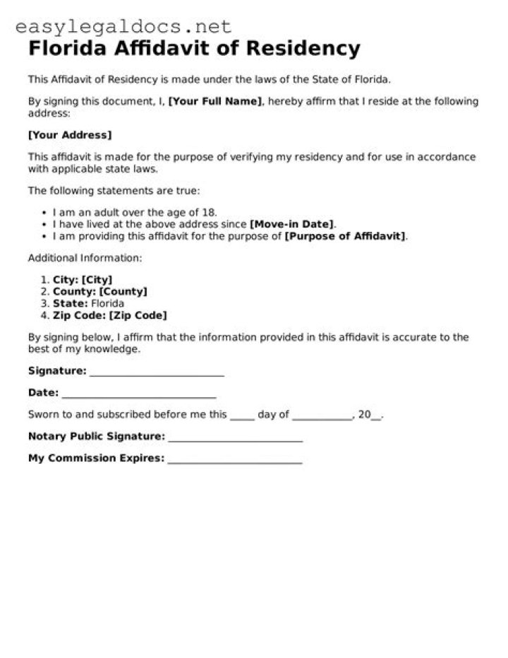 What establishes residency in a home in Florida?