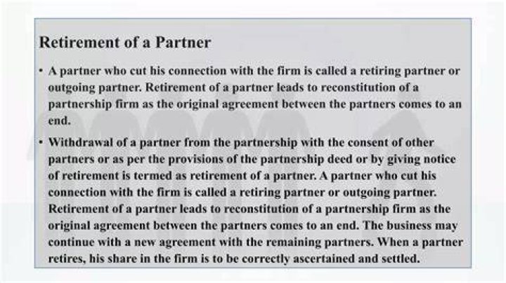What happens when a partner retires from a partnership?