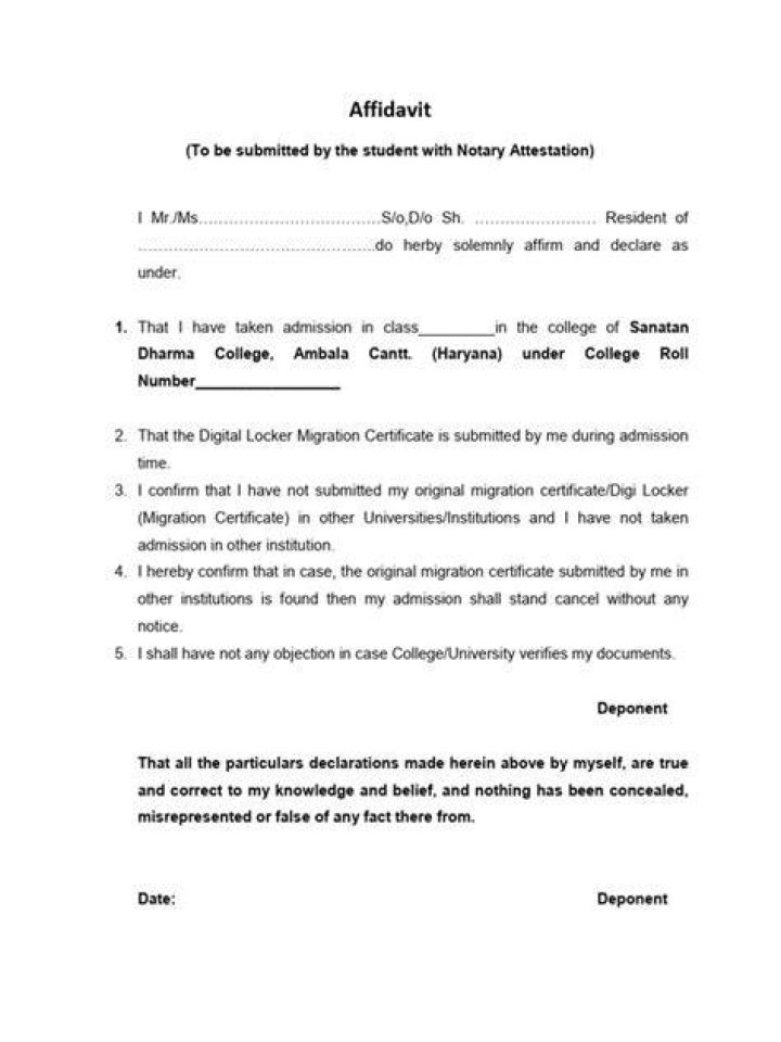 What is a college affidavit?