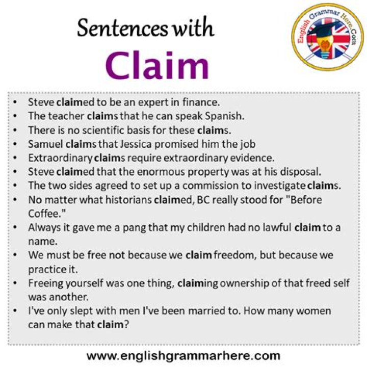 What is a good sentence for claim?