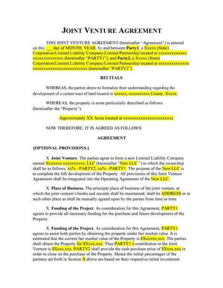 What is a joint partnership agreement?