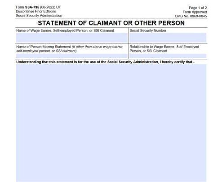 What is a SSA 795 form used for?