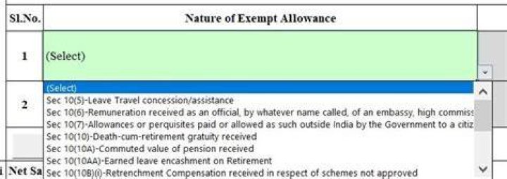 What is Allowances not exempt in ITR 1?