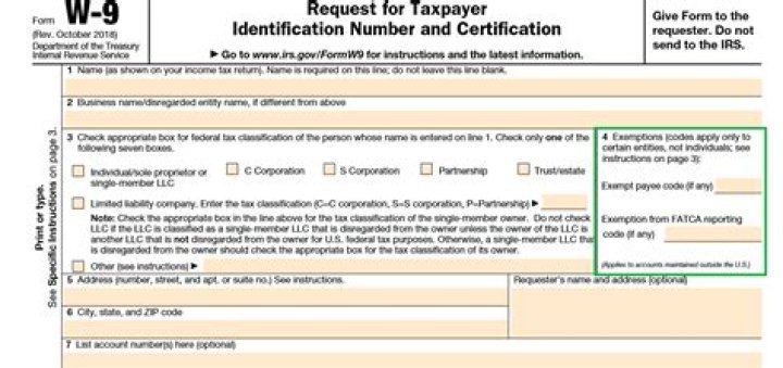 What is an exempt payee code on w9?