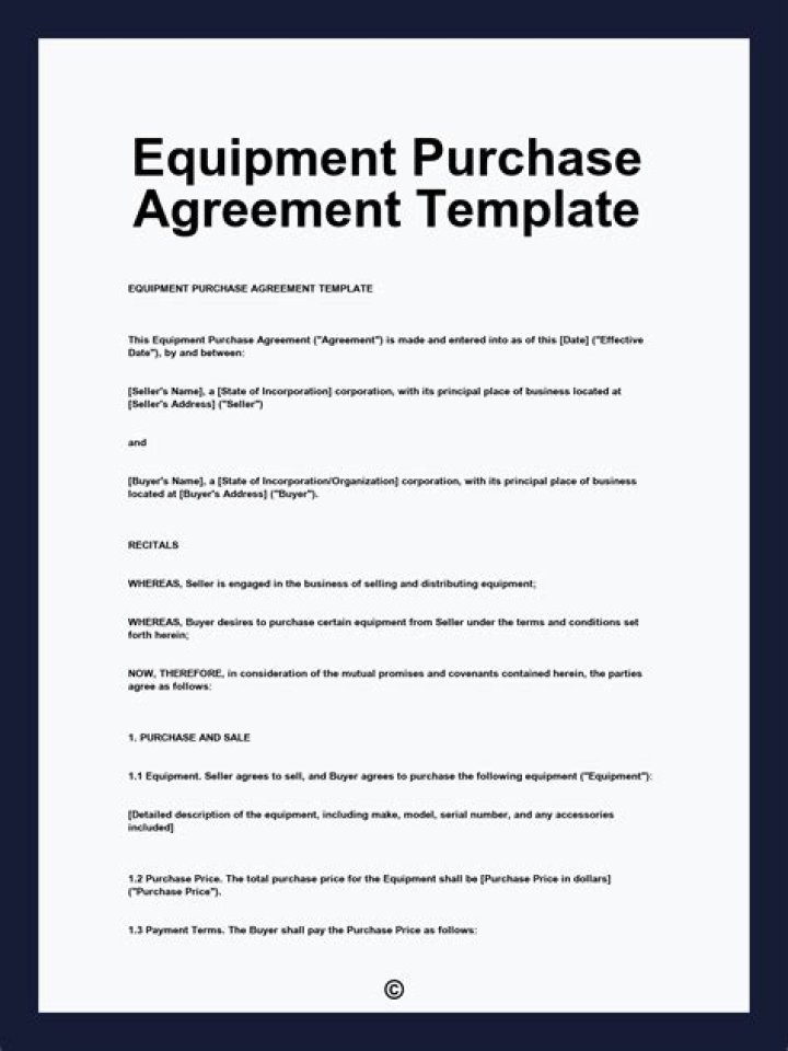 What is equipment purchase?