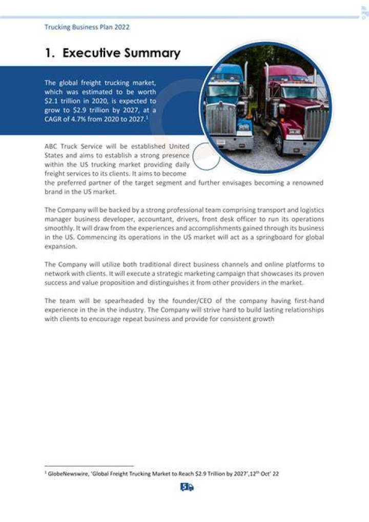 What is the business purpose of a trucking company?