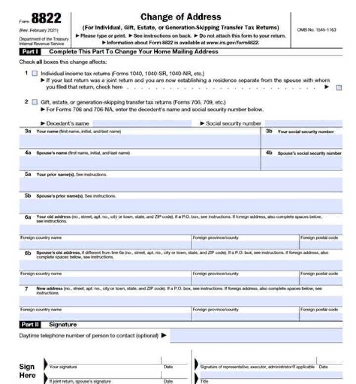 What is the IRS change of address form?