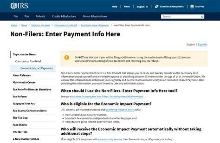 What is the IRS website for non filers?