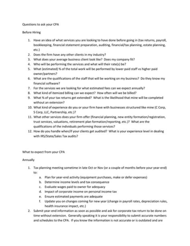 What kind of questions should I ask a CPA?