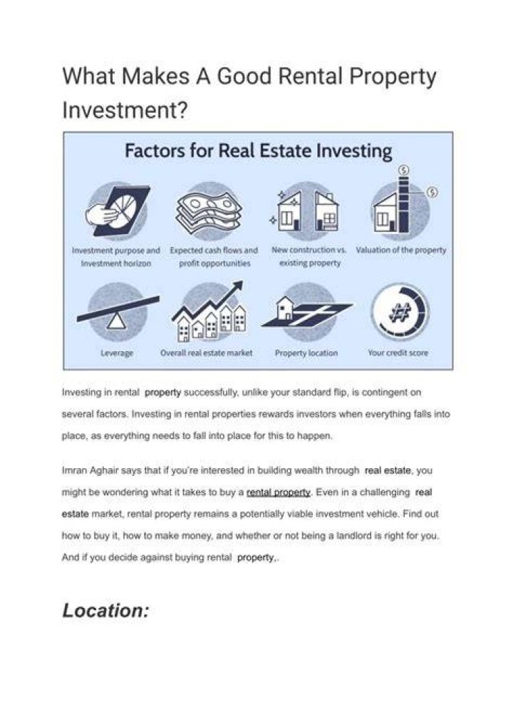What makes a rental property a good investment?