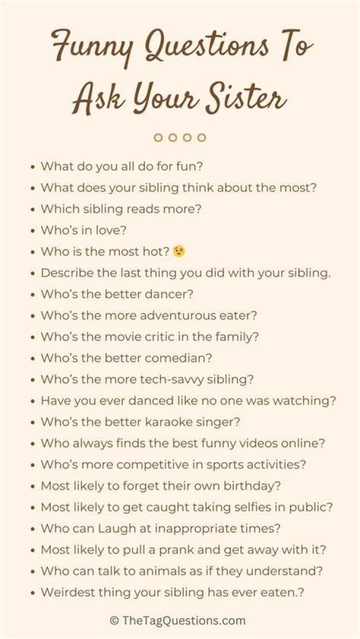 What questions should I ask my sister in law?