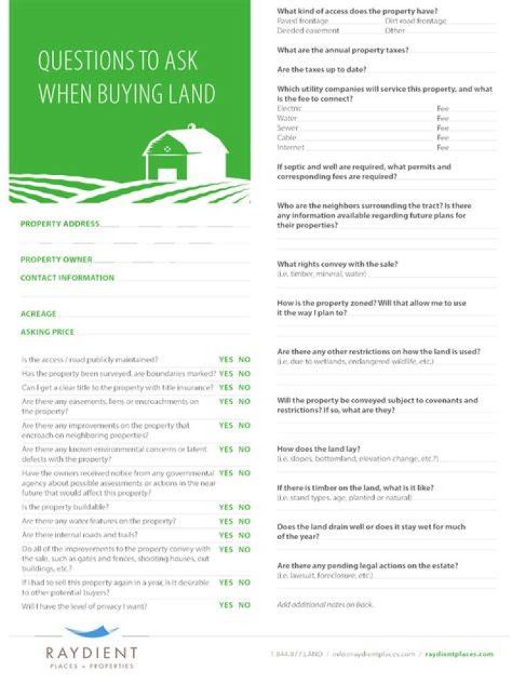 What questions to ask when you are buying land?