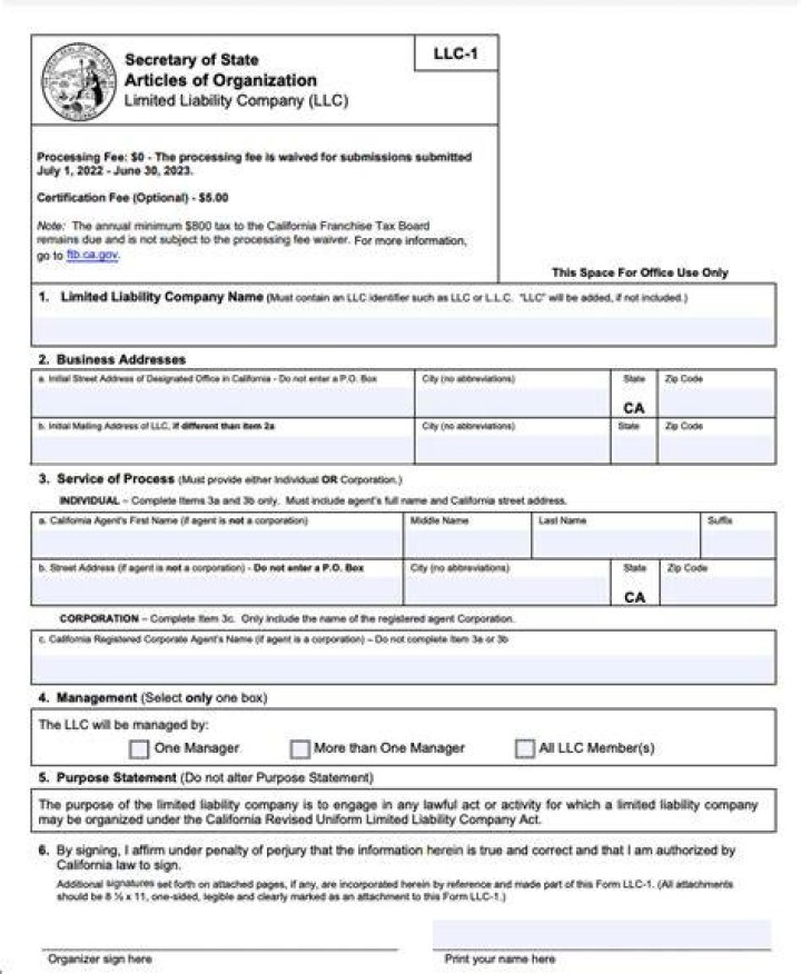 When do you have to form a LLC in California?