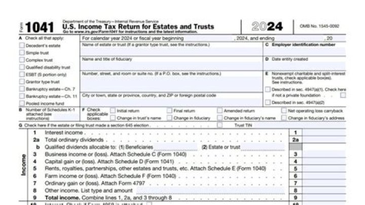 When to file an estate tax Form 1041?