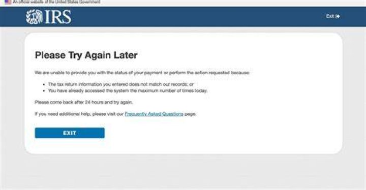Why does the get my payment tool say please try again later?