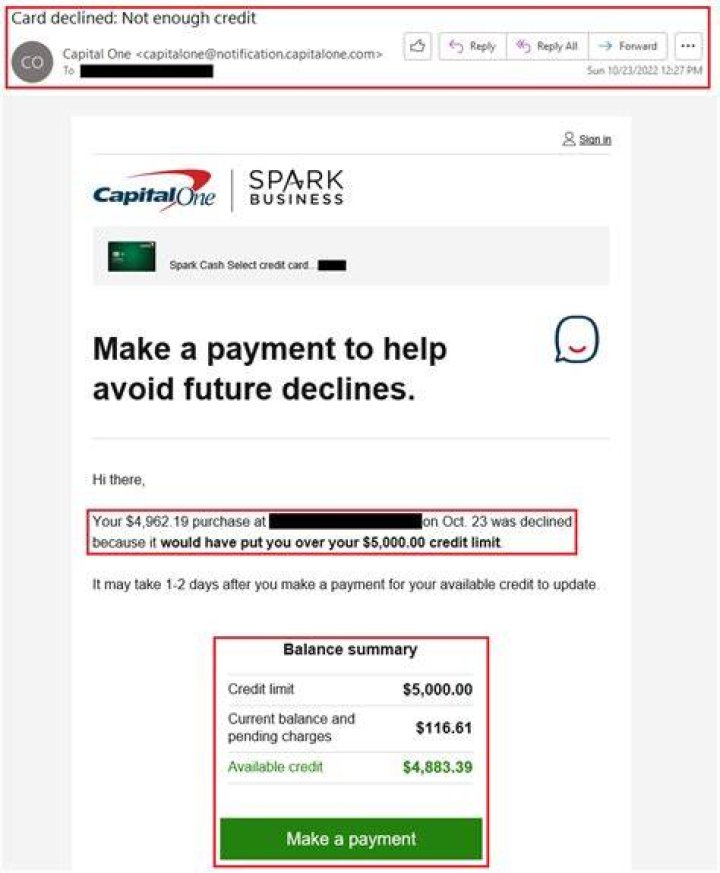 Why is my Capital One credit card declined when I have money?